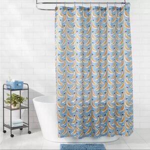 Room Essentials Blue and Yellow Banana Shower Curtain Bundle